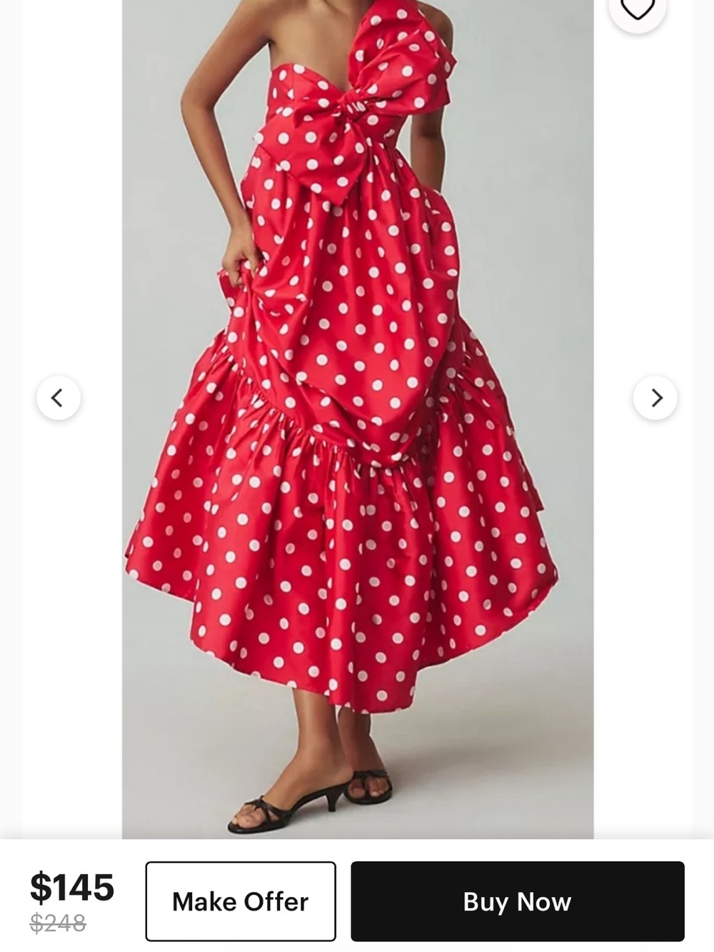 NWT- Anthropologie Red Polka Dot Midi Dress by Atsu Sally